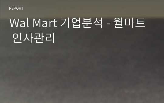 Wal Mart 기업분석 - 월마트 인사관리