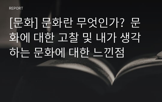 [문화] 문화란 무엇인가?  문화에 대한 고찰 및 내가 생각하는 문화에 대한 느낀점