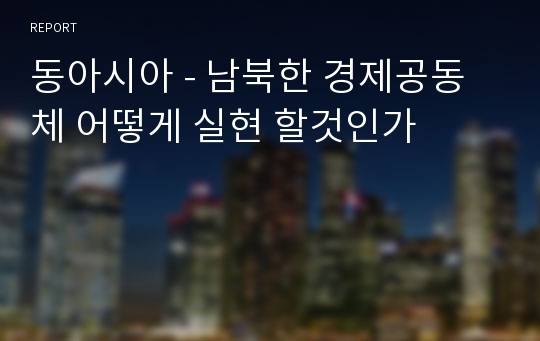 동아시아 - 남북한 경제공동체 어떻게 실현 할것인가