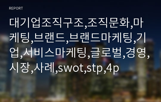 대기업조직구조,조직문화,마케팅,브랜드,브랜드마케팅,기업,서비스마케팅,글로벌,경영,시장,사례,swot,stp,4p