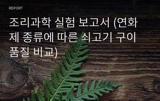 조리과학 실험 보고서 (연화제 종류에 따른 쇠고기 구이 품질 비교)