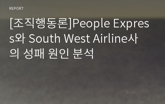 [조직행동론]People Express와 South West Airline사의 성패 원인 분석