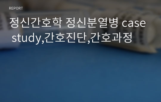 정신간호학 정신분열병 case study,간호진단,간호과정