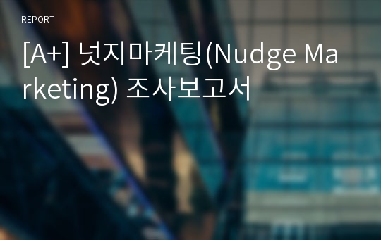 [A+] 넛지마케팅(Nudge Marketing) 조사보고서