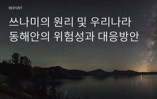 쓰나미의 원리 및 우리나라 동해안의 위험성과 대응방안