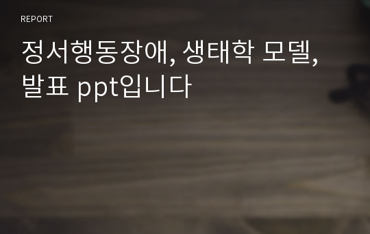 정서행동장애, 생태학 모델, 발표 ppt입니다