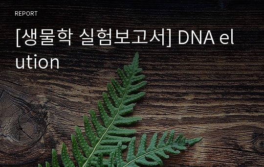 [생물학 실험보고서] DNA elution