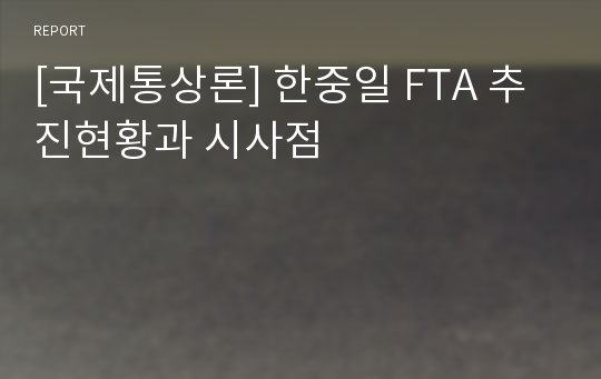 [국제통상론] 한중일 FTA 추진현황과 시사점