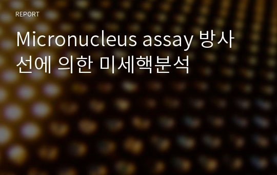 Micronucleus assay 방사선에 의한 미세핵분석