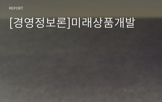 [경영정보론]미래상품개발