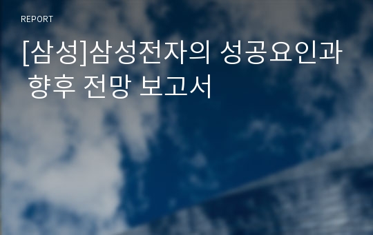 [삼성]삼성전자의 성공요인과 향후 전망 보고서