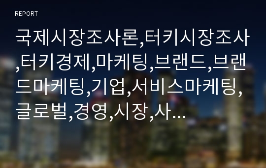 국제시장조사론,터키시장조사,터키경제,마케팅,브랜드,브랜드마케팅,기업,서비스마케팅,글로벌,경영,시장,사례,swot,stp,4p