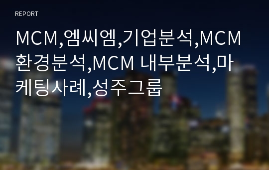 MCM,엠씨엠,기업분석,MCM 환경분석,MCM 내부분석,마케팅사례,성주그룹