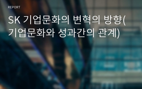 SK 기업문화의 변혁의 방향(기업문화와 성과간의 관계)