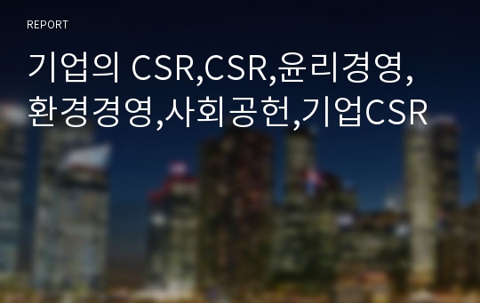 기업의 CSR,CSR,윤리경영,환경경영,사회공헌,기업CSR