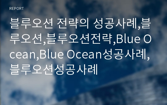 블루오션 전략의 성공사례,블루오션,블루오션전략,Blue Ocean,Blue Ocean성공사례,블루오션성공사례
