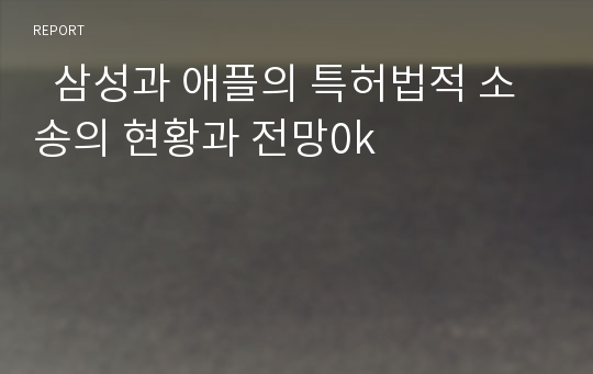   삼성과 애플의 특허법적 소송의 현황과 전망0k