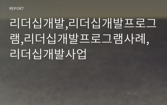 리더십개발,리더십개발프로그램,리더십개발프로그램사례,리더십개발사업