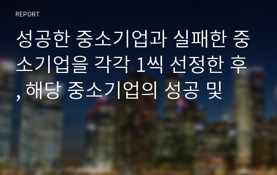 성공한 중소기업과 실패한 중소기업을 각각 1씩 선정한 후, 해당 중소기업의 성공 및