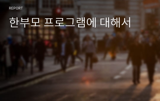 한부모 프로그램에 대해서