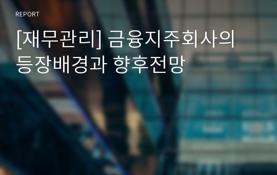 [재무관리] 금융지주회사의 등장배경과 향후전망