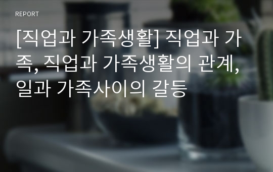 [직업과 가족생활] 직업과 가족, 직업과 가족생활의 관계, 일과 가족사이의 갈등