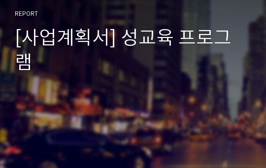 [사업계획서] 성교육 프로그램