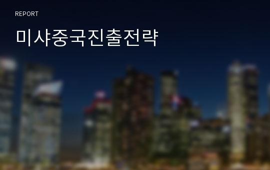 미샤중국진출전략