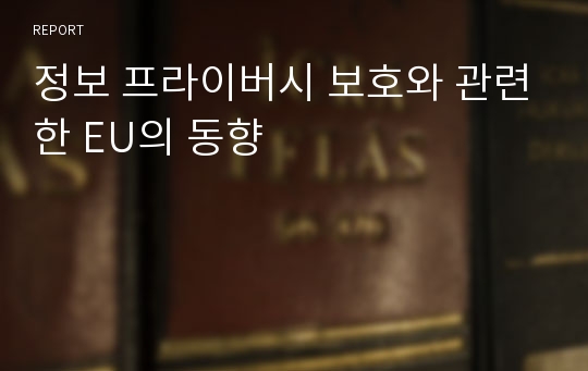 정보 프라이버시 보호와 관련한 EU의 동향