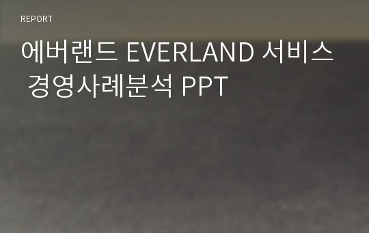 에버랜드 EVERLAND 서비스 경영사례분석 PPT