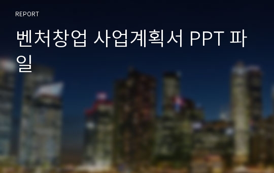 벤처창업 사업계획서 PPT 파일