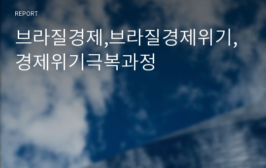 브라질경제,브라질경제위기,경제위기극복과정