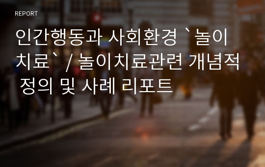 인간행동과 사회환경 `놀이치료` / 놀이치료관련 개념적 정의 및 사례 리포트