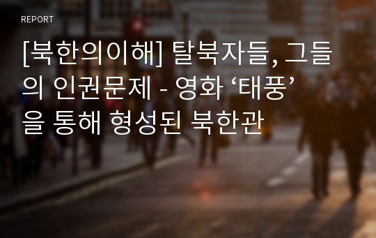 [북한의이해] 탈북자들, 그들의 인권문제 - 영화 ‘태풍’을 통해 형성된 북한관