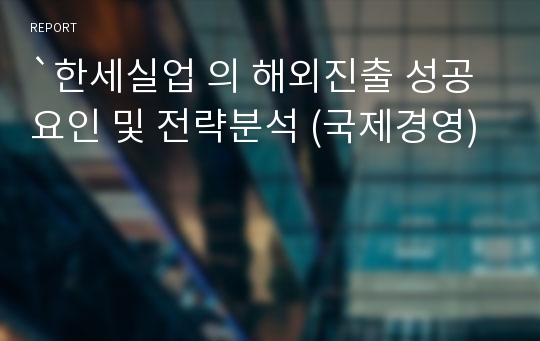 `한세실업 의 해외진출 성공요인 및 전략분석 (국제경영)