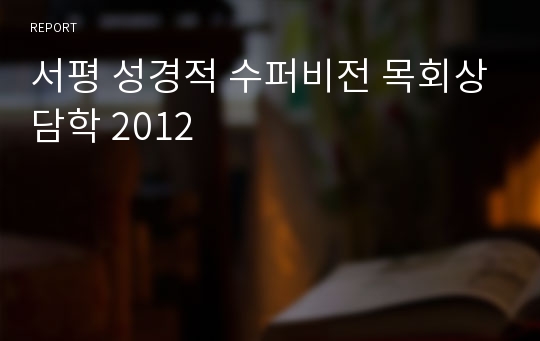 서평 성경적 수퍼비전 목회상담학 2012