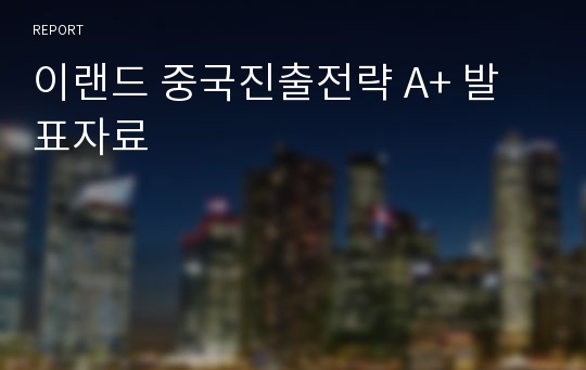 이랜드 중국진출전략 A+ 발표자료