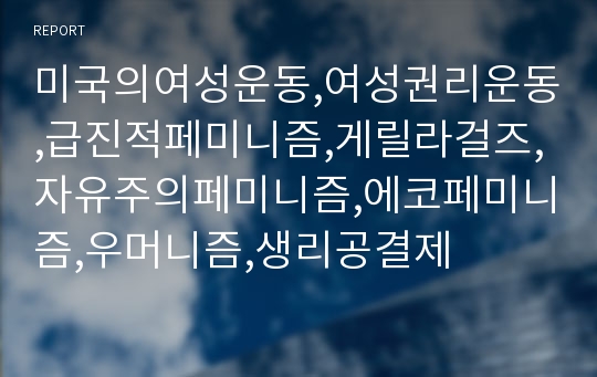 미국의여성운동,여성권리운동,급진적페미니즘,게릴라걸즈,자유주의페미니즘,에코페미니즘,우머니즘,생리공결제