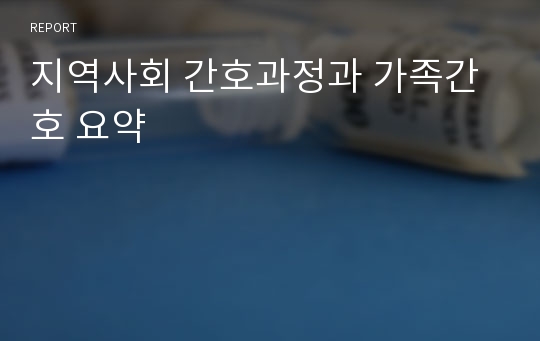 지역사회 간호과정과 가족간호 요약