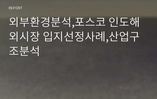 외부환경분석,포스코 인도해외시장 입지선정사례,산업구조분석