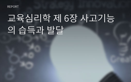 교육심리학 제 6장 사고기능의 습득과 발달