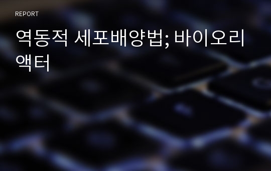 역동적 세포배양법; 바이오리액터