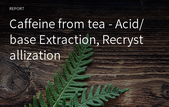 Caffeine from tea - Acid/base Extraction, Recrystallization