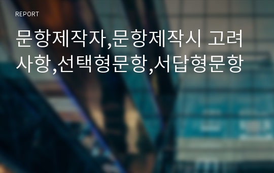 문항제작자,문항제작시 고려사항,선택형문항,서답형문항