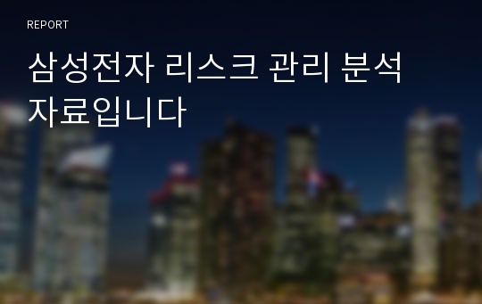 삼성전자 리스크 관리 분석 자료입니다