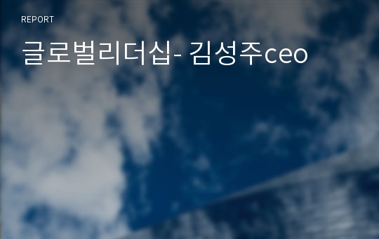 글로벌리더십- 김성주ceo