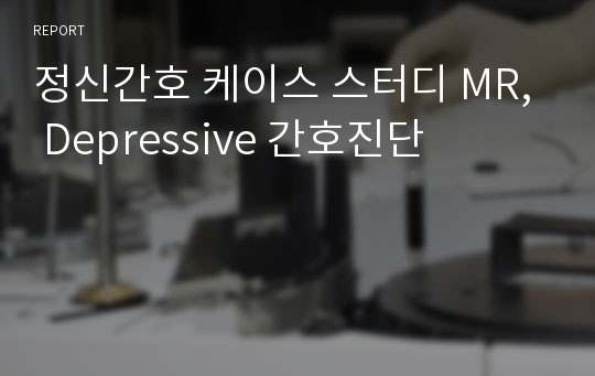 정신간호 케이스 스터디 MR, Depressive 간호진단