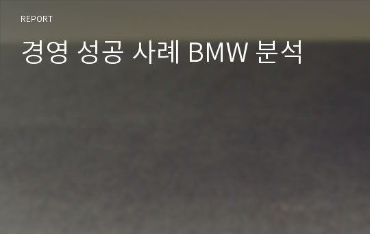 경영 성공 사례 BMW 분석