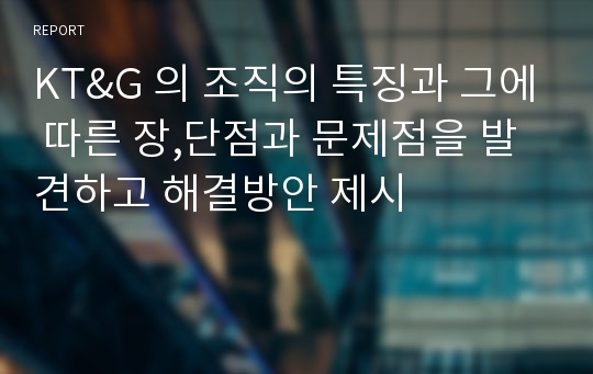 KT&amp;G 의 조직의 특징과 그에 따른 장,단점과 문제점을 발견하고 해결방안 제시