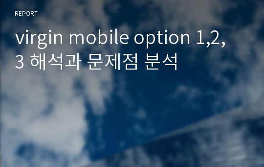 virgin mobile option 1,2,3 해석과 문제점 분석